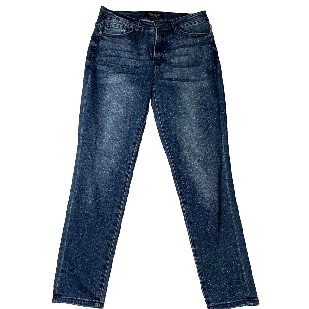 Judy Blue Sz 7/28 Mid Rise Relaxed Fit Raw Hem Everyday Stretch Jeans JB88226